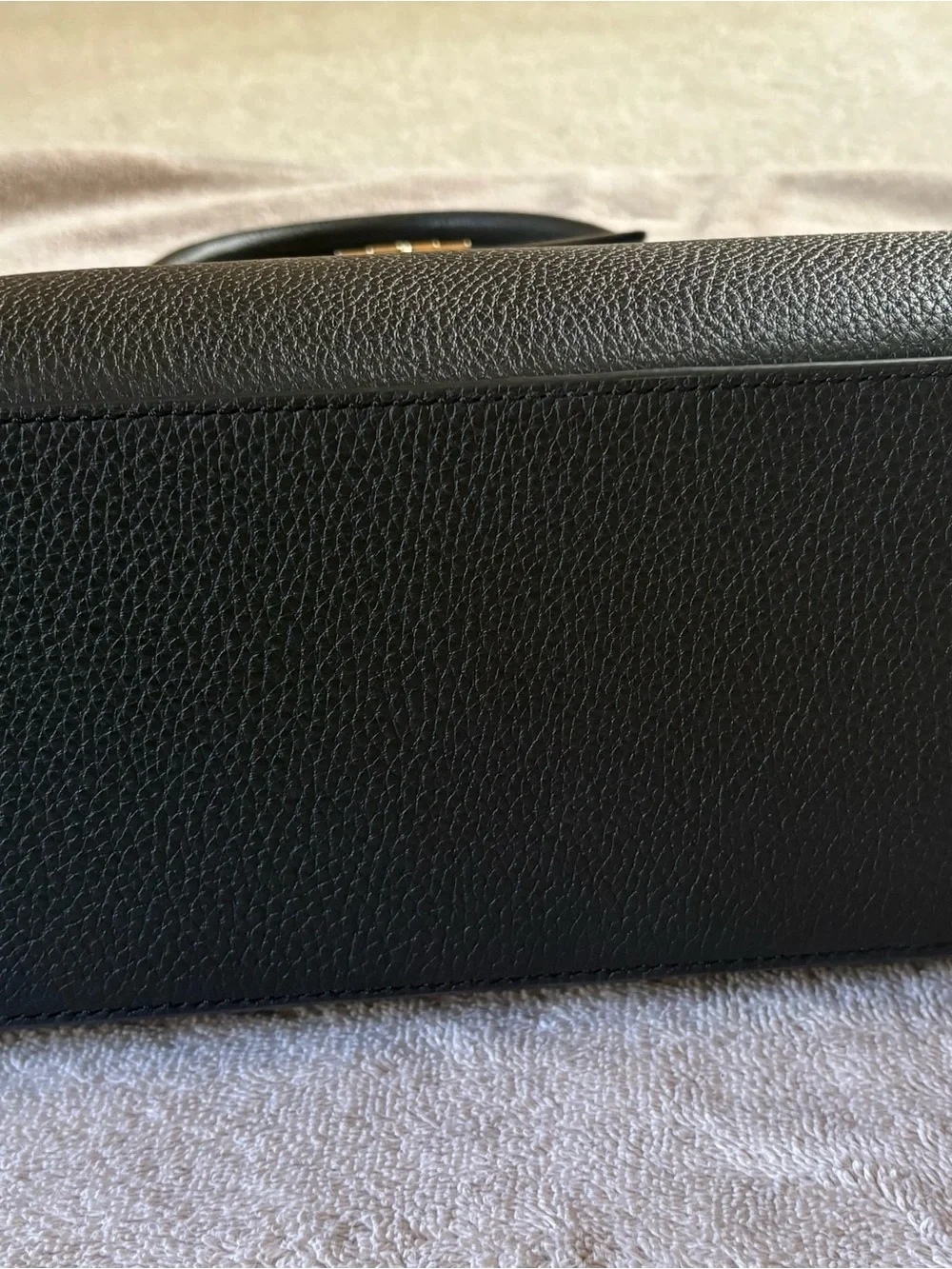 Tory Burch Britten Tote Black Leather Top-Handle with Gold Logo
